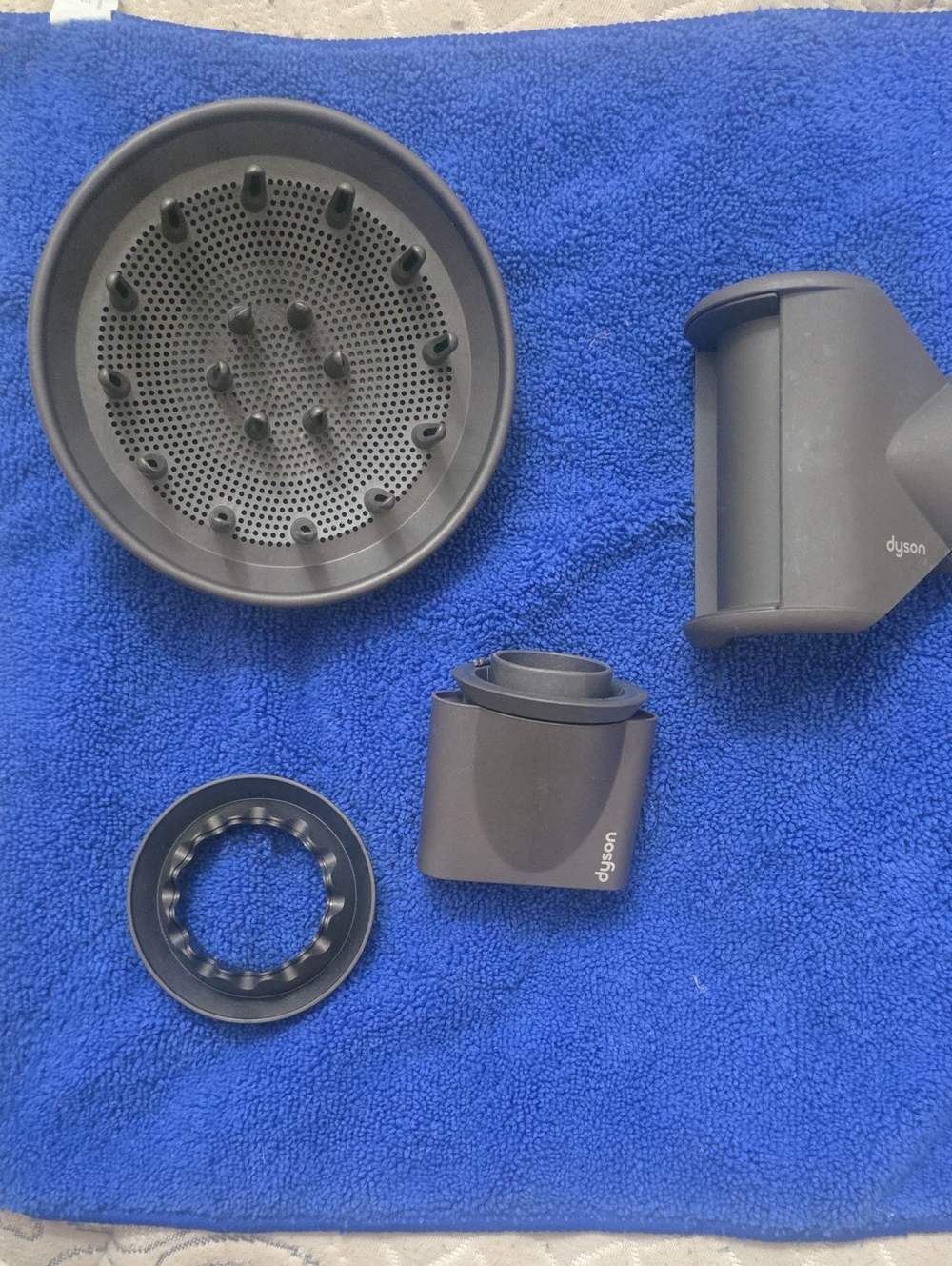 Dyson Black Hair Dryer Attachments Set — Diffuser & Styling Nozzles